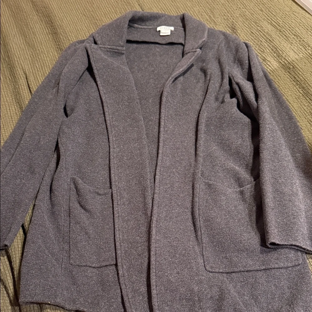 J. Crew Charcoal Open-Front Wool-Blend Coat